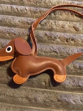 Brown Leather Dachshund Dog Charm